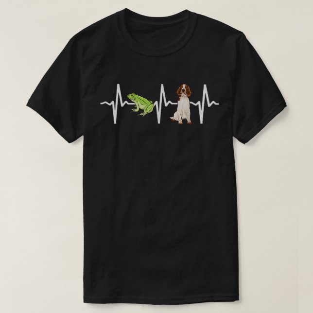 Grönt Träd Frog Welsh Springer spanel Heartslag D T Shirt (Design framsida)