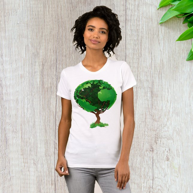 Grönt Träd Globe Womens T-Shirt (Skapare uppladdad)