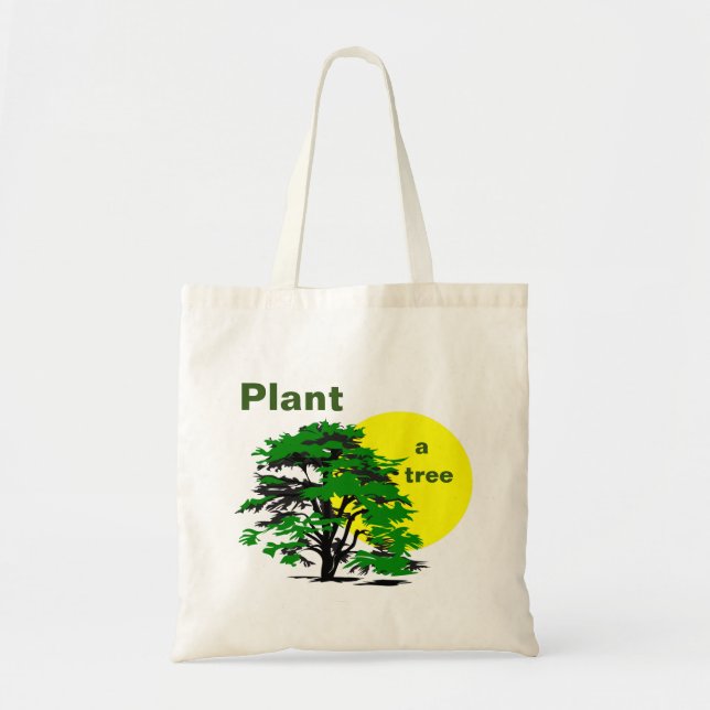 Grönt Träd & Gult Sol, Plant a Träd Tygkasse (Framsidan)
