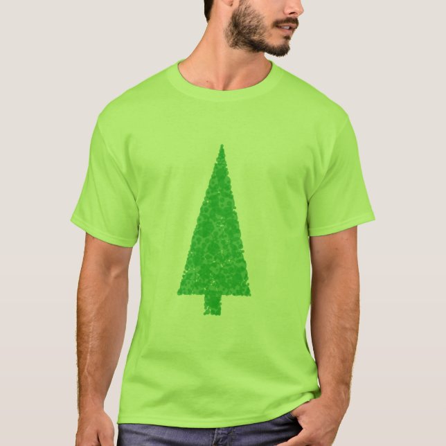 Grönt träd. Jul gran, vintergrön Tree. Tee Shirt (Framsida)