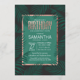 Grönt Träd Löv Black Ro Guld födelsedag i Handflat Inbjudningar