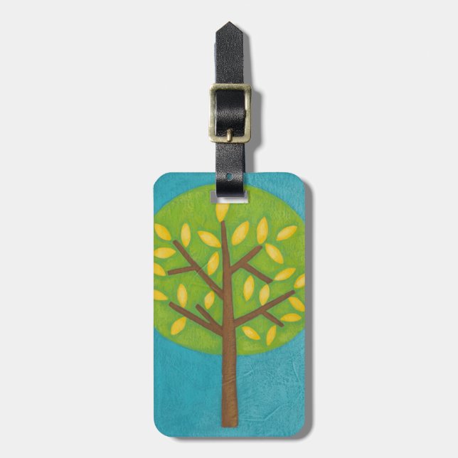 Grönt Träd med Gult Löv av Chariklia Zarris Bagagebricka (Vertikal Framsida)