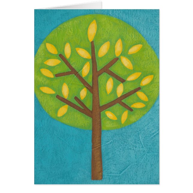 Grönt Träd med Gult Löv av Chariklia Zarris Hälsningskort (Framsidan)