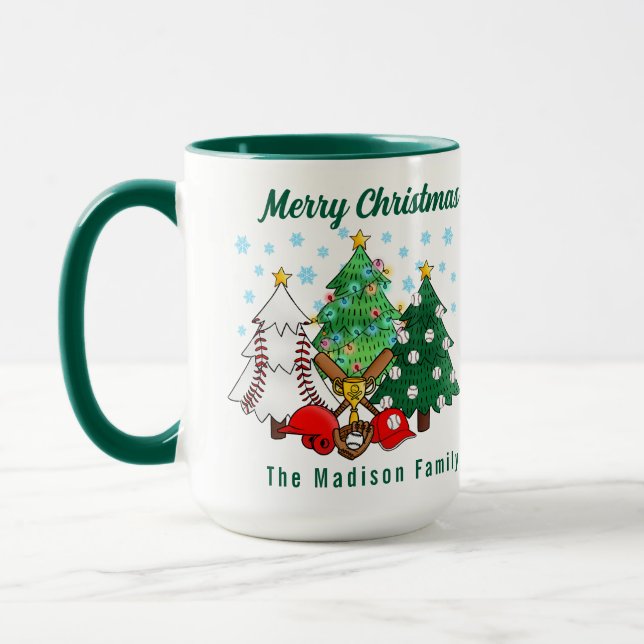 Grönt Träd Modern Enkel jul Namn Kaffe Mugg (Vänster)