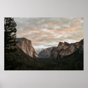 GRÖNT TRÄD NÄRA BROWN MOUNTAIN UNDER CLOUDY HIMLAR POSTER