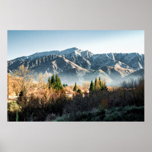 GRÖNT TRÄD NÄRA SNÖ TÄCKTE MOUNTAIN UNDER DAG POSTER