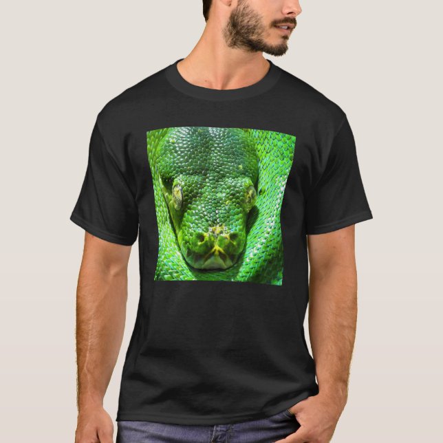 Grönt Träd Python Snake Apparel T Shirt (Framsida)