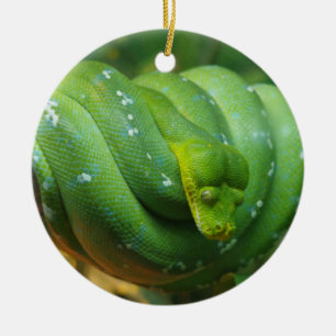 Grönt Träd Python Snake Julgransprydnad Keramik