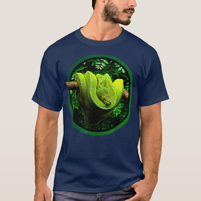 Grönt Träd Python SnakeReptile Kepers T Shirt (Framsida)