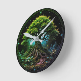 Grönt Träd Rund Klocka