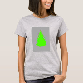 Grönt träd silhuette på grått t shirt