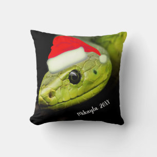 Grönt Träd Snake i Santa Hat Kudde