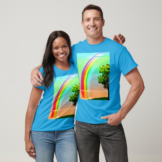 Grönt Träd under regnbåge T Shirt (Unisex)