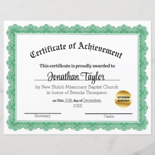 Grönt Traditional Certificate of Scholarship
