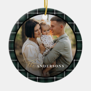Grönt: traditionell personlig av tartan julgransprydnad keramik