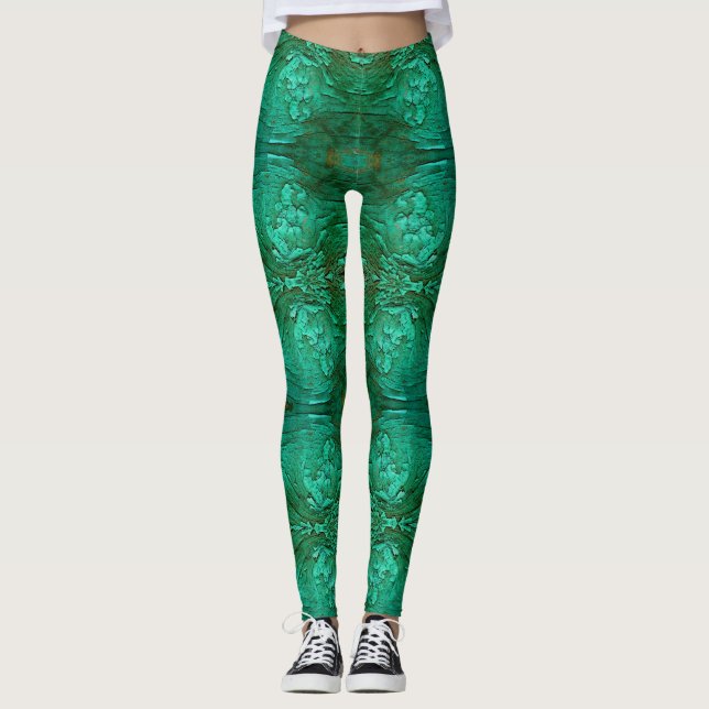 Grönt trämaterial. leggings (Framsida)
