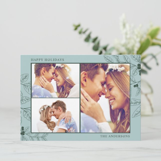 Grönt tre Julhälsningar jullkort för fotoutställni (Stående Fram)