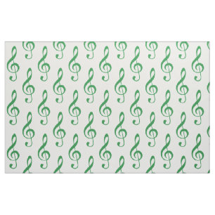 Grönt Treble Clef Mönster Fabric Tyg