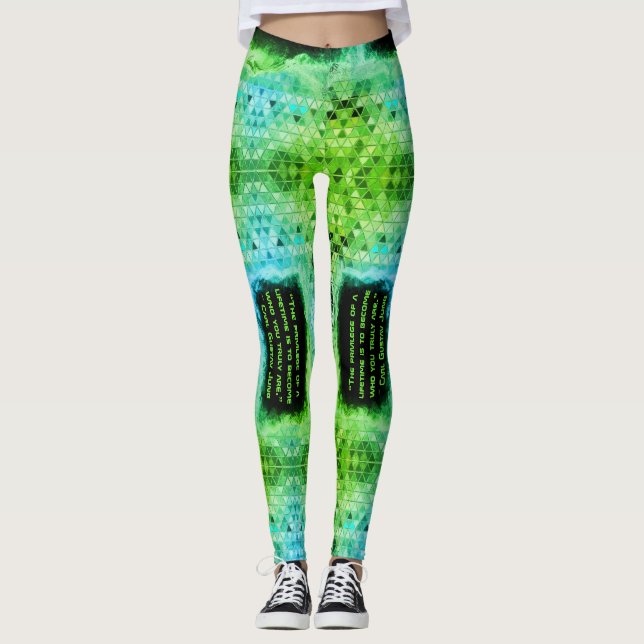 Grönt Triangles Cyberpunk Leggings (Framsida)