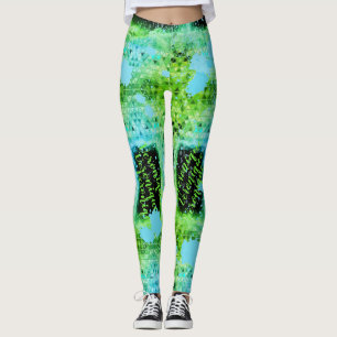 Grönt Triangles Turcoise-färg Leggings