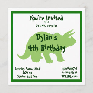 Grönt Triceratops Dinosaur Birthday-inbjudan Inbjudningar