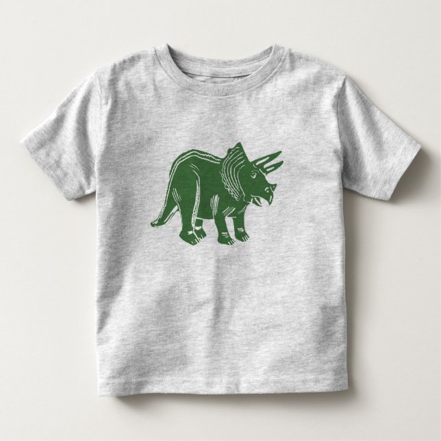 Grönt Triceratops Småbarn T-Shirt (Framsida)