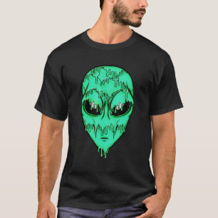 Grönt Trippy Alien Shirt - Psychedelic Alien Ansik T