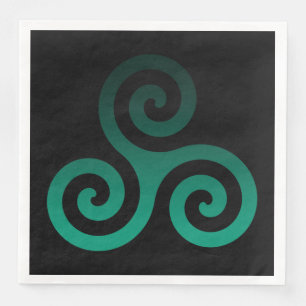 Grönt Triskele Ancient Celtic Extravagant Black Pappersservett