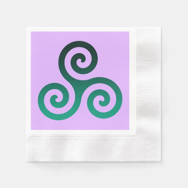 Grönt Triskele Ancient Celtic Symbol Lilac Pappersservett (Framsidan)