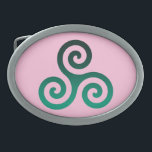 Grönt Triskele Ancient Celtic Symbol Pastel Rosa<br><div class="desc">Grönt Triskele-symbol. Triskele- eller Triskelion-symbolen består av tre sammanflätade spiral eller tre armar som om det vore flytta från dess centrum. Denna keltiska symbol för rörelse eller rörelse representerar de tre världar: den kelestiala,  fysiska och andlig.</div>