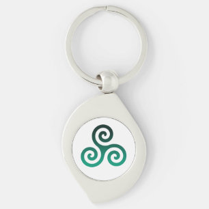 Grönt Triskele Swirl Silverfärgad Nyckelring