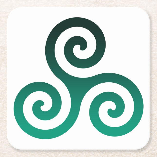 Grönt Triskele Underlägg Papper Kvadrat (Framsidan)