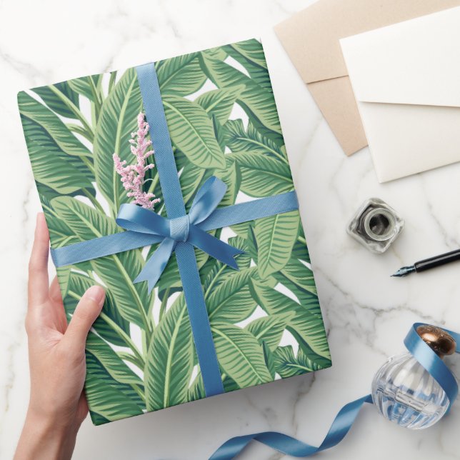 Grönt Tropical Banana Löv Presentpapper (Gifting)