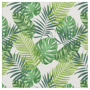 Grönt Tropical Banana Monstera Handflatan Fern Löv Tyg