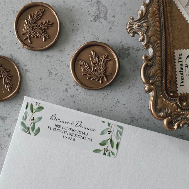 Grönt Tropical Eucalyptus Return-adressetikett Returadress Etikett (Skapare uppladdad)