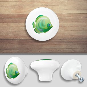 Grönt Tropical Fish Tecknad Cabinet Knob Door Drag Knopp