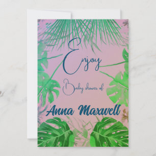 Grönt Tropical Handflatan Baby Shower Modern bakgr Julkort