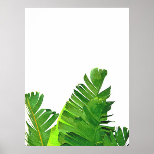 Grönt Tropical Handflatan Banana Löv Poster