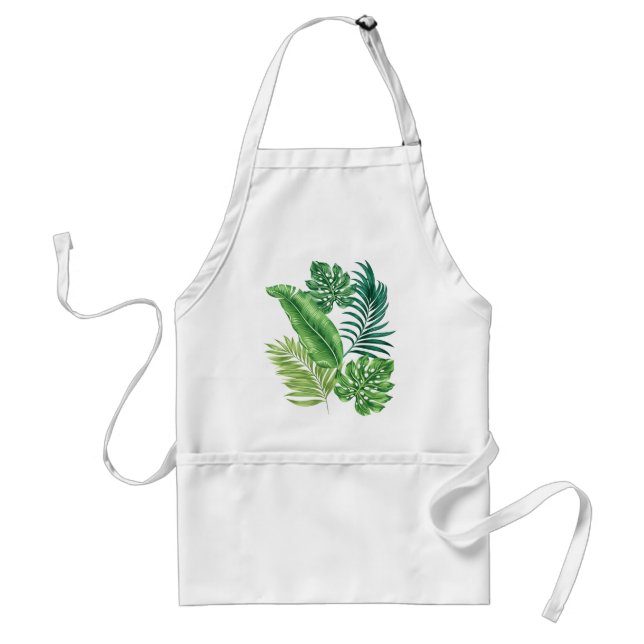 Grönt Tropical Handflatan Banana Monstera Löv Förkläde (Framsidan)