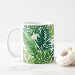 Grönt Tropical Handflatan Banana Monstera Löv Kaffemugg