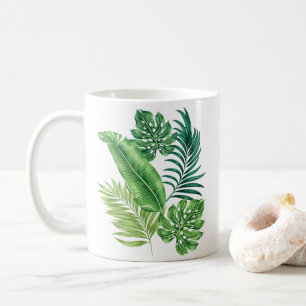 Grönt Tropical Handflatan Banana Monstera Löv Kaffemugg