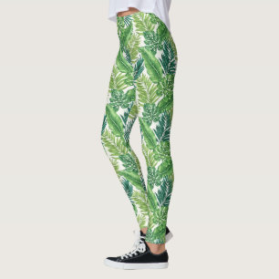 Grönt Tropical Handflatan Banana Monstera Löv Leggings