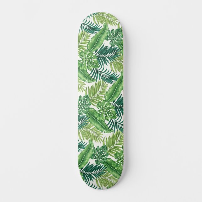 Grönt Tropical Handflatan Banana Monstera Löv Mini Skateboard Bräda 18,5 Cm (Framsida)