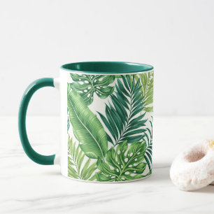 Grönt Tropical Handflatan Banana Monstera Löv Mugg