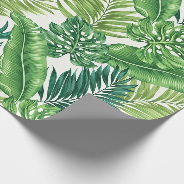 Grönt Tropical Handflatan Banana Monstera Löv Presentpapper (Hörn)