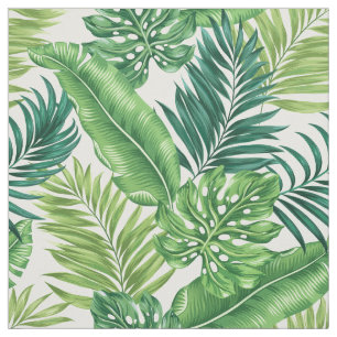 Grönt Tropical Handflatan Banana Monstera Löv Tyg