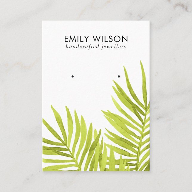 GRÖNT TROPICAL HANDFLATAN FAUNA EARRING STUD VISNI VISITKORT (Framsida)