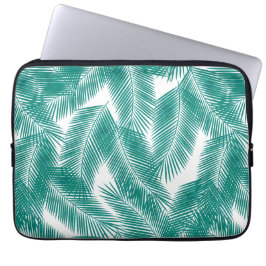 Grönt Tropical Handflatan Löv Mönster Laptop Fodral