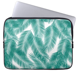 Grönt Tropical Handflatan Löv Mönster Laptop Fodral
