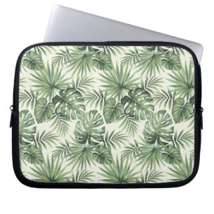 Grönt Tropical Handflatan Löv Mönster Laptop Fodral